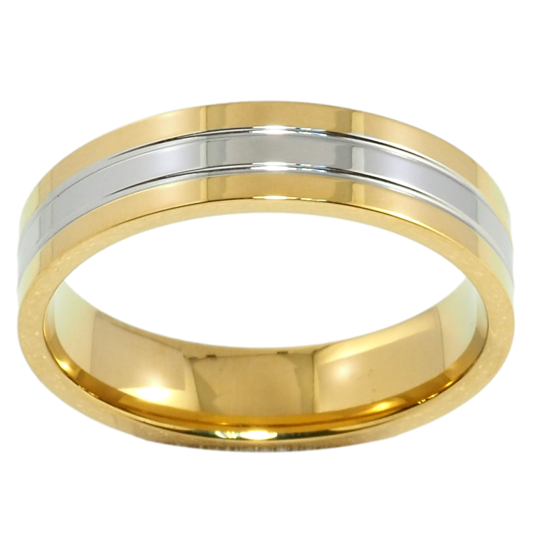 Каблучка Xuping TTM Stainless Steel Колір 14К + Родій Обручка, ш. 5мм фото №2