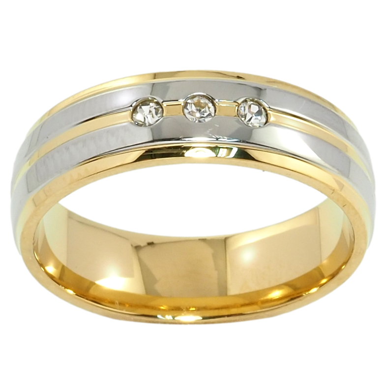 Каблучка Xuping TTM Stainless Steel Колір 14К + Родій Обручка, з цирконієм ш. 6мм фото №6 Каблучка Xuping TTM Stainless Steel Колір 14К + Родій Обручка, з цирконієм ш. 6мм фото №6