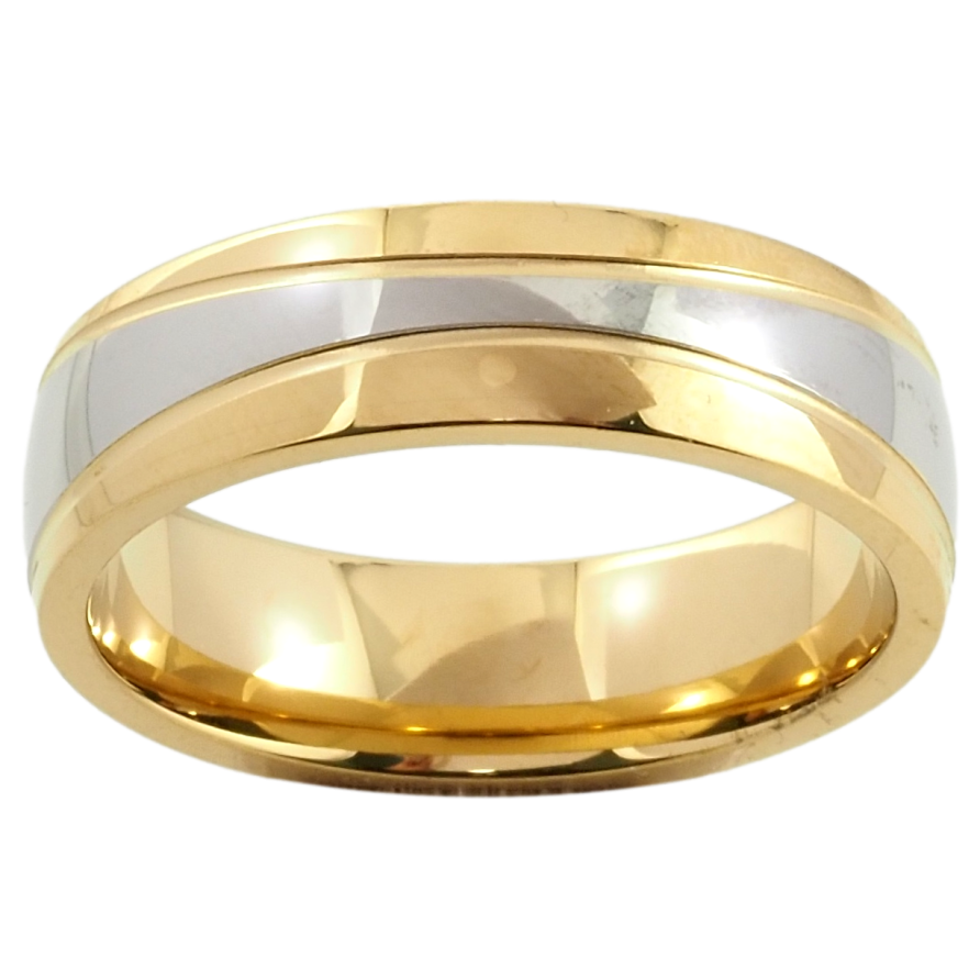 Каблучка Xuping TTM Stainless Steel Колір 14К + Родій Обручка, з візерунком, ш. 6мм фото №1 Каблучка Xuping TTM Stainless Steel Колір 14К + Родій Обручка, з візерунком, ш. 6мм фото №1