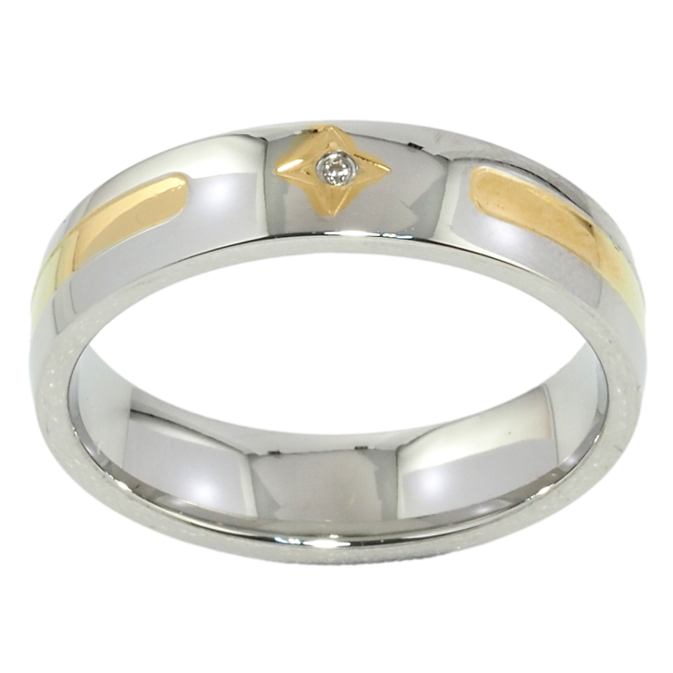 Кольцо Xuping TTM Stainless Steel Цвет 14К + Родий Обручальное, с цирконием, ш.5мм фото №25