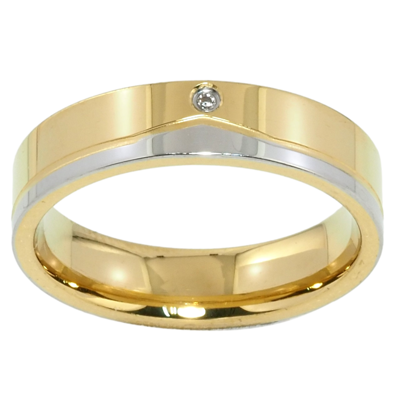 Каблучка Xuping TTM Stainless Steel Колір 14К + Родій Обручка, з візерунком та цирконієм, ш.5мм фото №1 Каблучка Xuping TTM Stainless Steel Колір 14К + Родій Обручка, з візерунком та цирконієм, ш.5мм фото №1