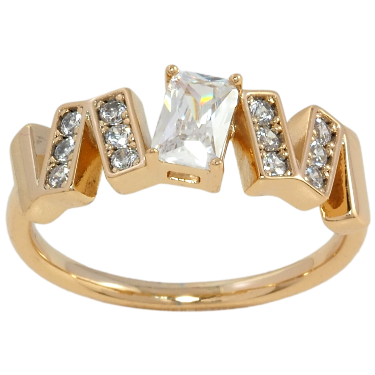 Каблучка Xuping Позолота 18K Декоративний візерунок з цирконієм та фіанітом фото №4 Каблучка Xuping Позолота 18K Декоративний візерунок з цирконієм та фіанітом фото №4