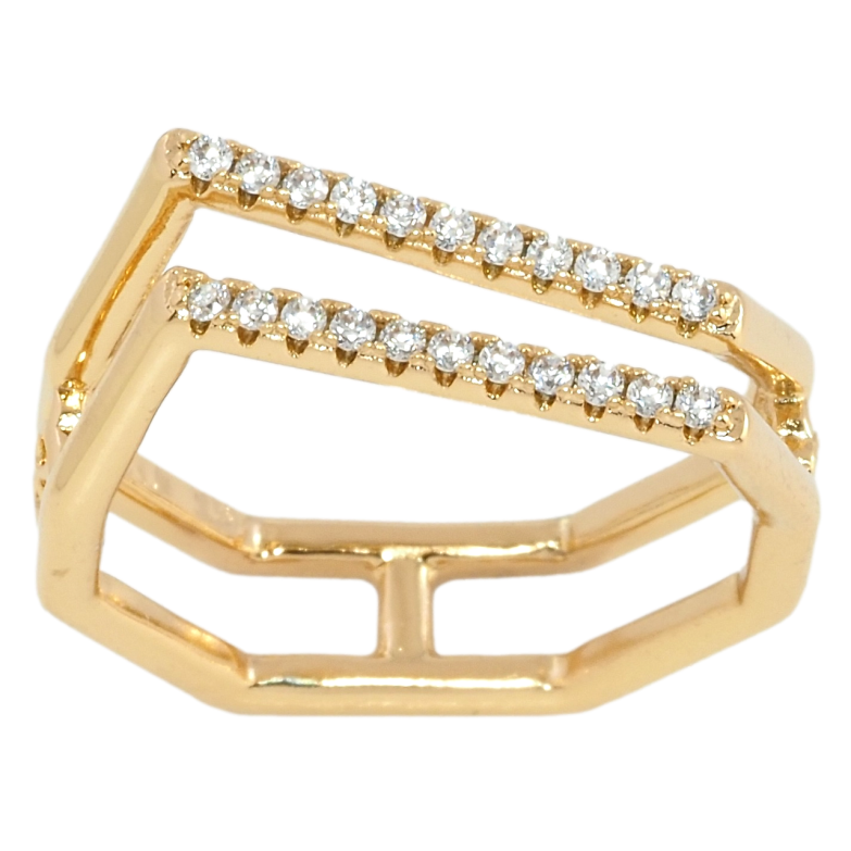 Кольцо Xuping Позолота 18K Фигурное с дорожками циркония фото №1