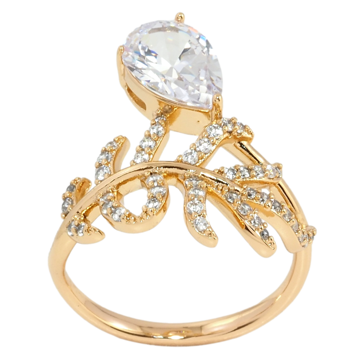 Каблучка Xuping Позолота 18K Гілочка з фіанітом фото №19