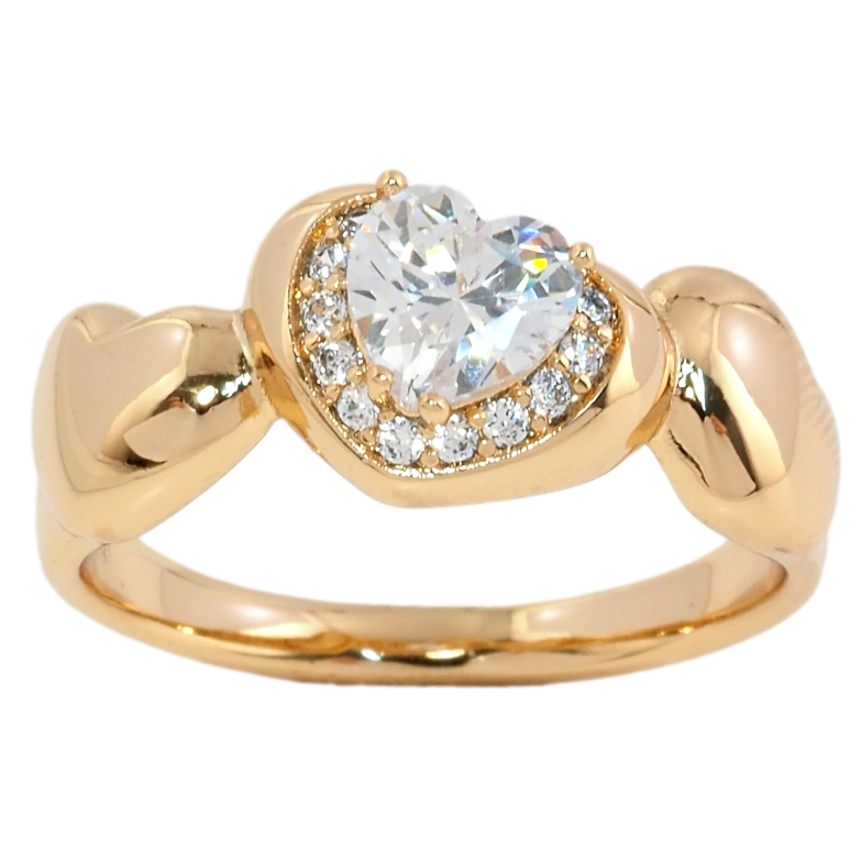 Кольцо Xuping Позолота 18K Сердечки фото №1 Кольцо Xuping Позолота 18K Сердечки фото №1