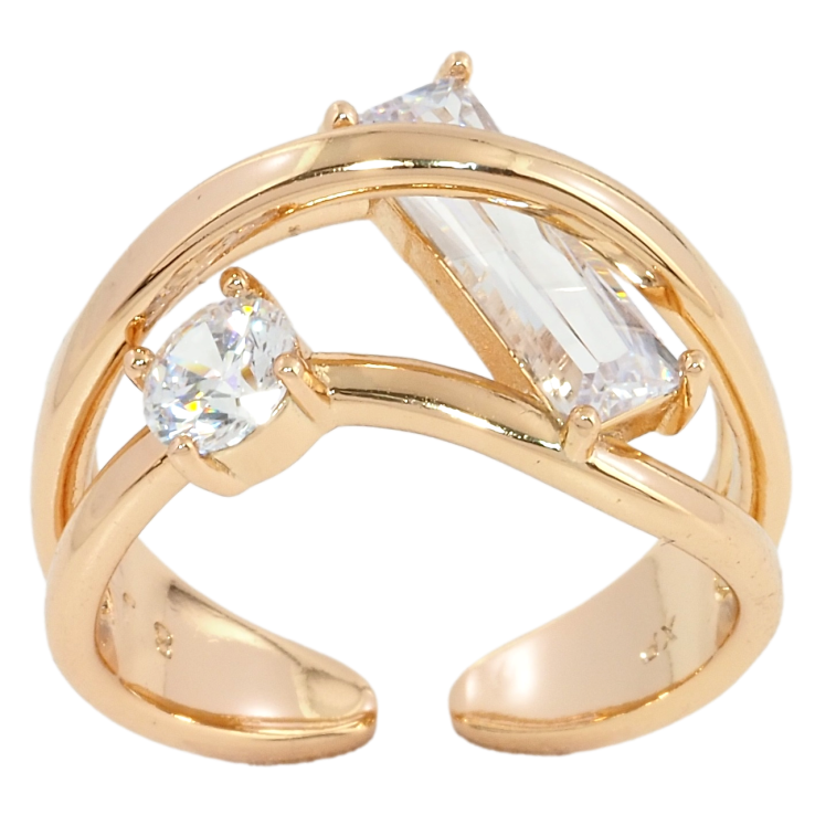 Каблучка Xuping Позолота 18K Два фіаніти фото №5 Каблучка Xuping Позолота 18K Два фіаніти фото №5