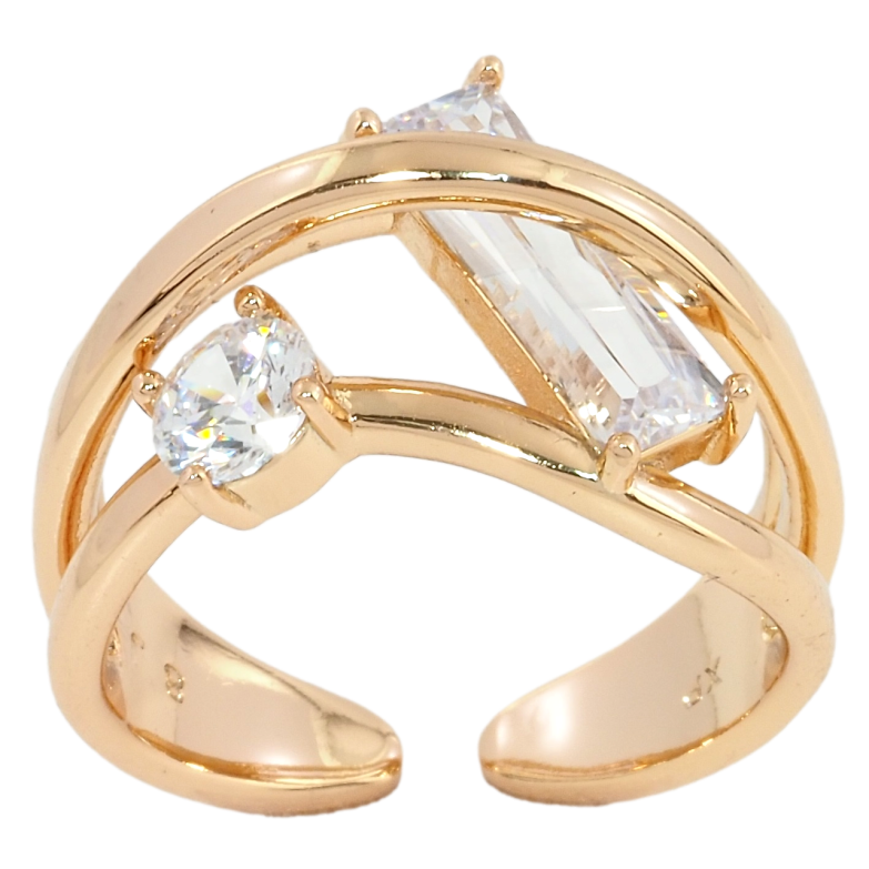 Каблучка Xuping Позолота 18K Два фіаніти фото №8 Каблучка Xuping Позолота 18K Два фіаніти фото №8
