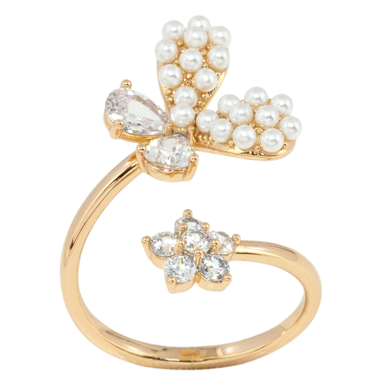 Каблучка Xuping Позолота 18K Метелик з квіточкою фото №2 Каблучка Xuping Позолота 18K Метелик з квіточкою фото №2