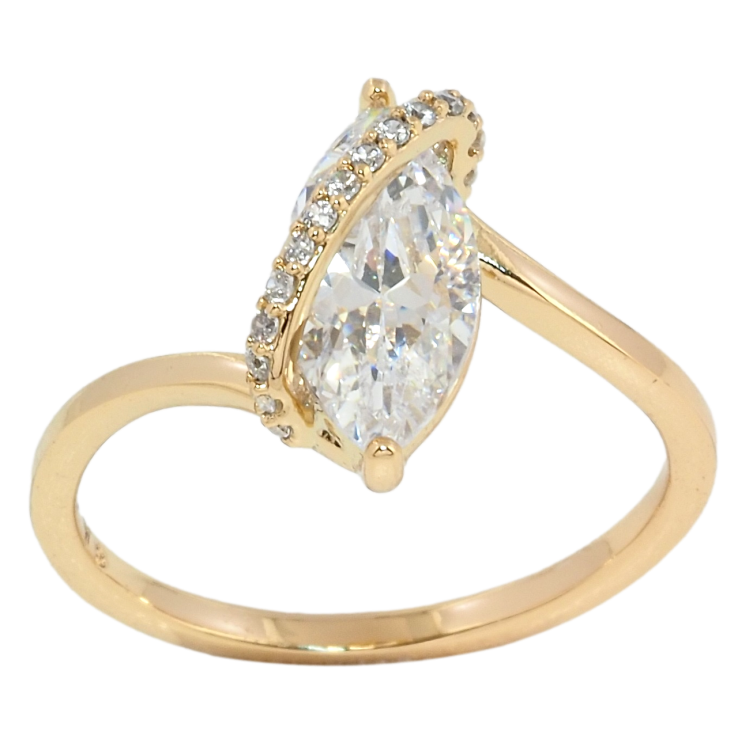 Каблучка Xuping Позолота 18K Фіаніт Маркіз із доріжкою цирконію фото №20 Каблучка Xuping Позолота 18K Фіаніт Маркіз із доріжкою цирконію фото №20