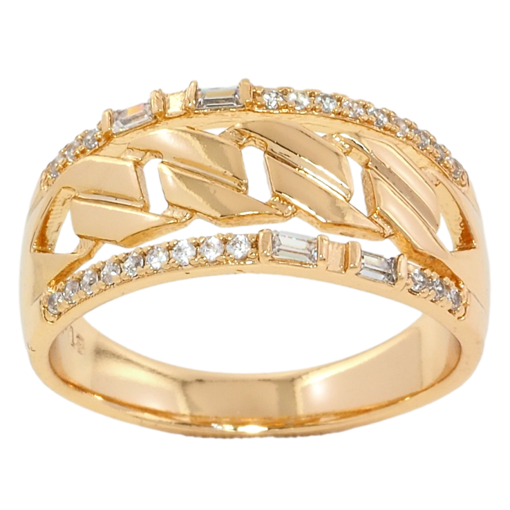 Кольцо Xuping Позолота 18K Дорожки циркония с узором цепочка фото №2 Кольцо Xuping Позолота 18K Дорожки циркония с узором цепочка фото №2