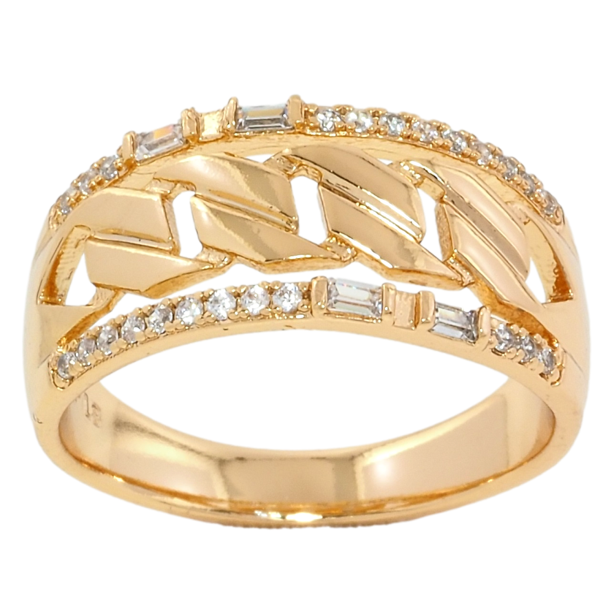 Каблучка Xuping Позолота 18K Доріжки цирконію з візерунком ланцюжок фото №1 Каблучка Xuping Позолота 18K Доріжки цирконію з візерунком ланцюжок фото №1