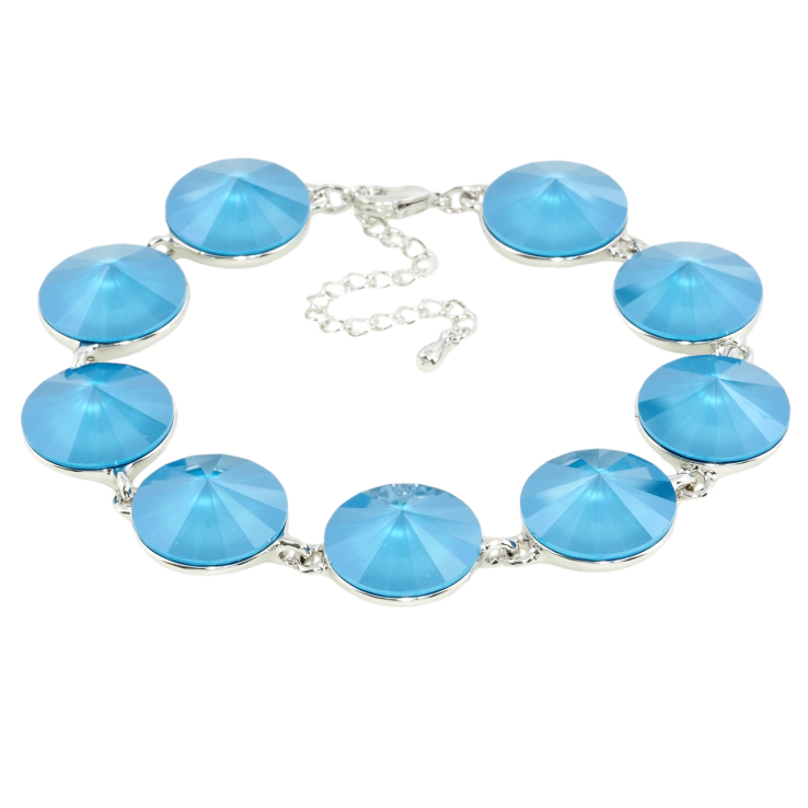 Браслет Xuping цвет Родий с кристаллами Swarovski Кристаллы Риволи Цвет Pacific Opal размер 18-22,5см х фото №21