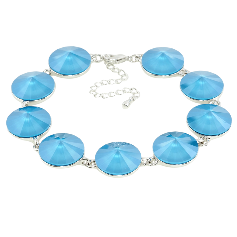 Браслет Xuping колір Родій із кристалами Swarovski Кристали Ріволі Колір Pacific Opal розмір 18-22,5см х 1,4см фото №10