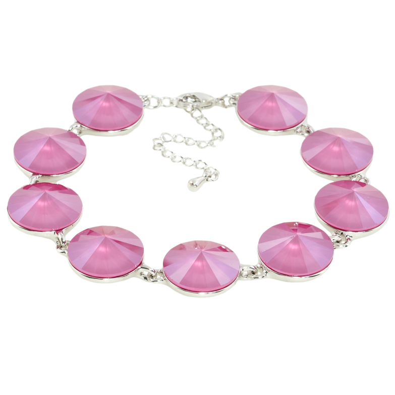 Браслет Xuping колір Родій із кристалами Swarovski Кристали Ріволі Колір Royal Red розмір 18-22,5см х 1,4см фото №2