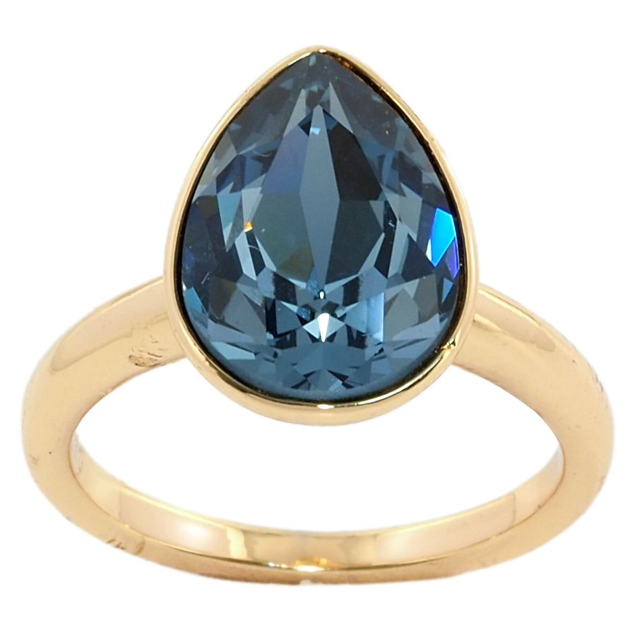 Каблучка Xuping колір 18K з кристалами Swarovski Кристал крапля Montana 15х11мм; фото №1 Каблучка Xuping колір 18K з кристалами Swarovski Кристал крапля Montana 15х11мм; фото №1