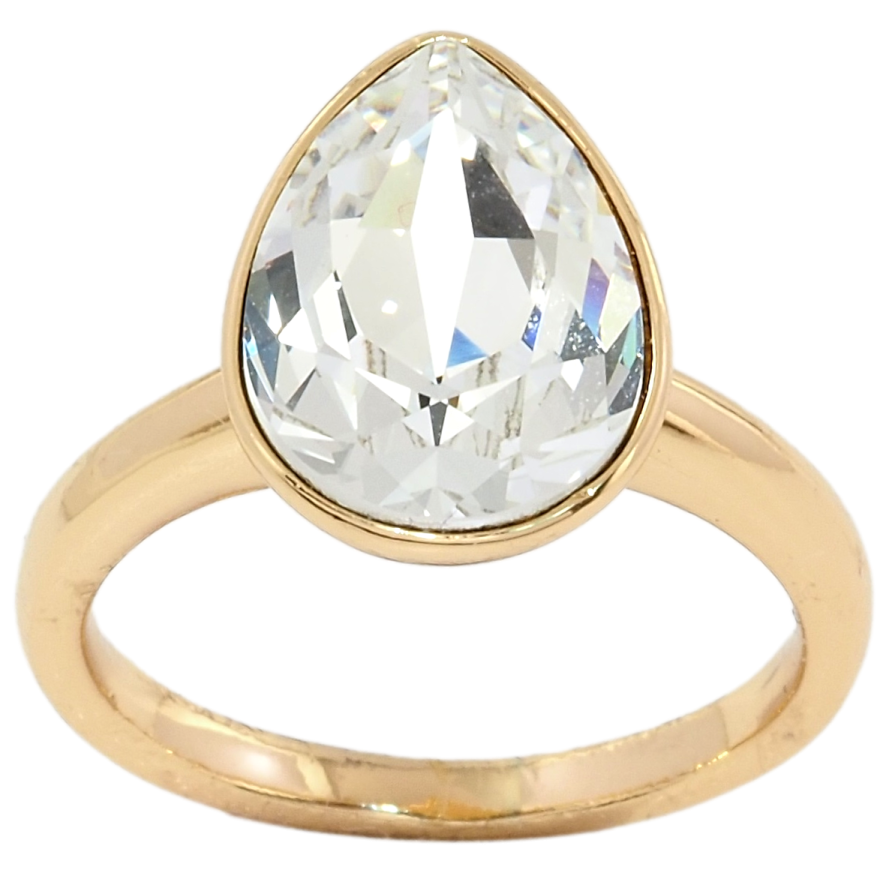Кольцо Xuping цвет 18K с кристаллами Swarovski Капля Clear Crystal 15х11мм; фото №1 Кольцо Xuping цвет 18K с кристаллами Swarovski Капля Clear Crystal 15х11мм; фото №1