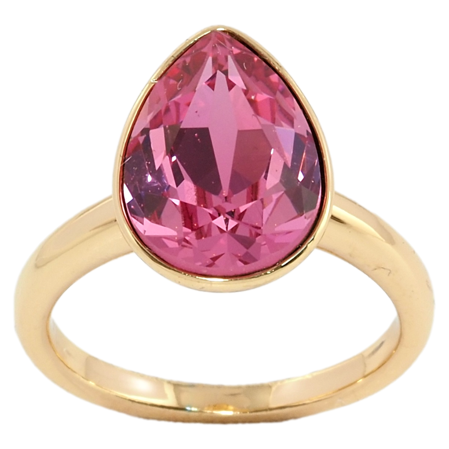 Каблучка Xuping колір 18K з кристалами Swarovski Кристал крапля Rose 15х11мм; фото №1 Каблучка Xuping колір 18K з кристалами Swarovski Кристал крапля Rose 15х11мм; фото №1