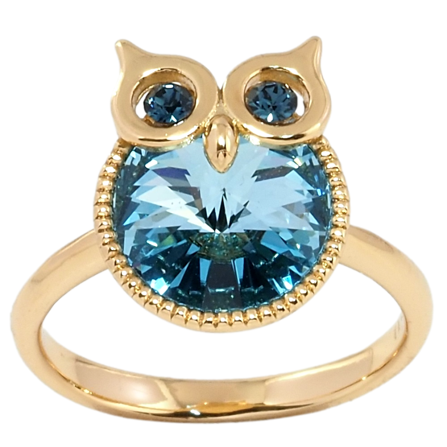 Каблучка Xuping колір 18K із кристалами Swarovski Сова кристал Aquamarine фото №1 Каблучка Xuping колір 18K із кристалами Swarovski Сова кристал Aquamarine фото №1