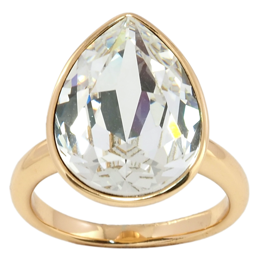 Кольцо Xuping цвет 18K с кристаллами Swarovski Кристалл капля Clear 19 х 14мм фото №1 Кольцо Xuping цвет 18K с кристаллами Swarovski Кристалл капля Clear 19 х 14мм фото №1