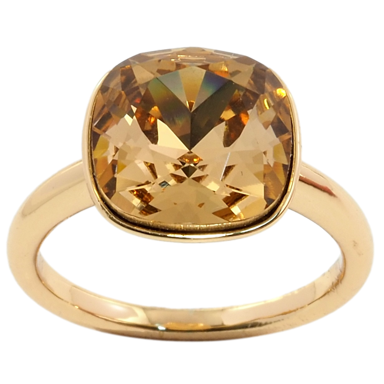 Каблучка Xuping колір 18K із кристалами Swarovski Гранений кристал Topaz, 13х13мм фото №5 Каблучка Xuping колір 18K із кристалами Swarovski Гранений кристал Topaz, 13х13мм фото №5