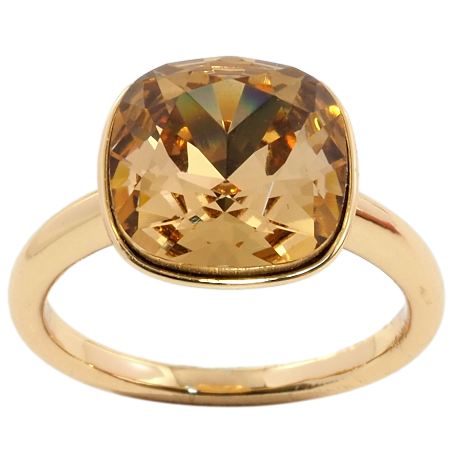 Каблучка Xuping колір 18K із кристалами Swarovski Гранений кристал Topaz, 13х13мм фото №1 Каблучка Xuping колір 18K із кристалами Swarovski Гранений кристал Topaz, 13х13мм фото №1