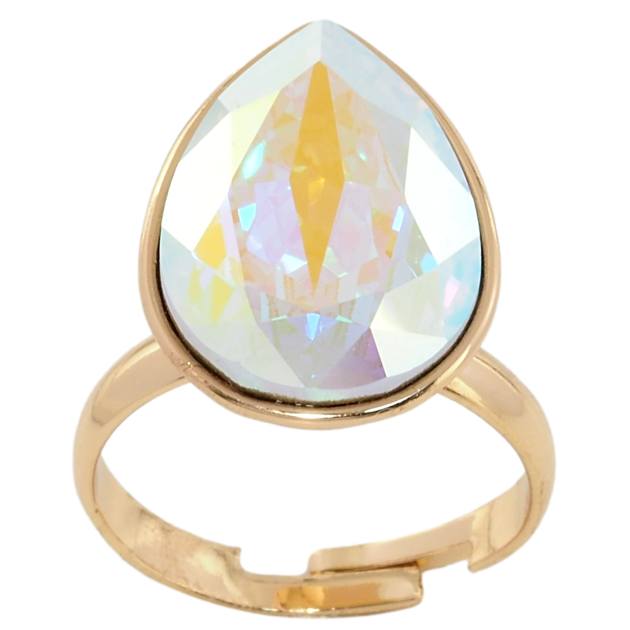 Каблучка Xuping колір 18K з кр-ми Swarovski Кристал Ochre Delite (19х14мм) в ограновуванні крапля фото №1