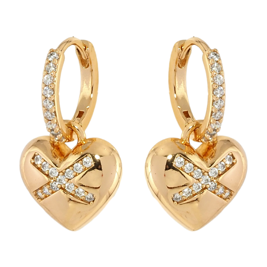 Серьги Xuping Позолота 18K подвески на колечках Сердечки с цирконием 2 в 1 фото №1 Серьги Xuping Позолота 18K подвески на колечках Сердечки с цирконием 2 в 1 фото №1