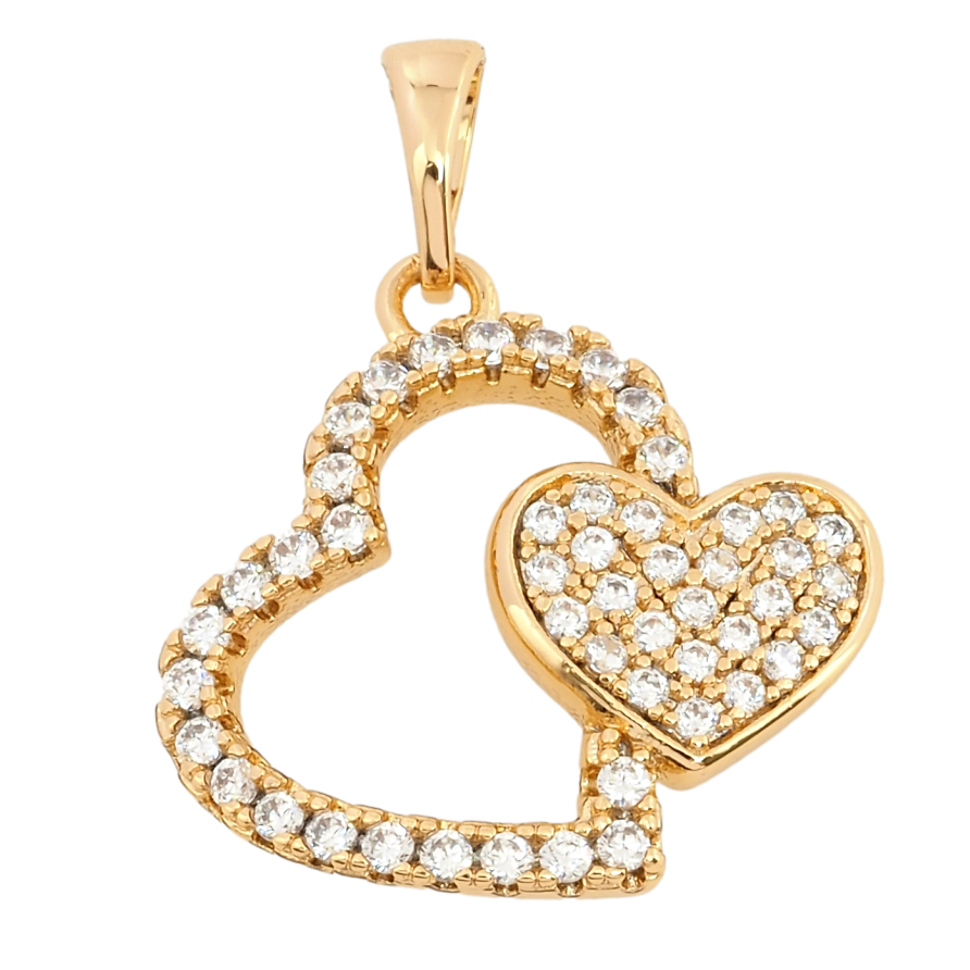 Кулон Xuping Позолота 18K Сердечки с цирконием для цепочки до 5мм фото №1