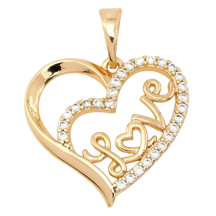 Кулон Xuping Позолота 18K Серце Love для ланцюжка до 5мм фото №1