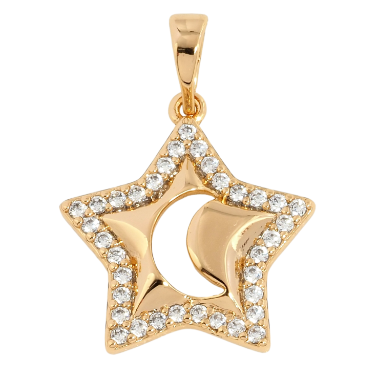 Кулон Xuping Позолота 18K Зірка з Місяцем для ланцюжка до 5мм фото №11 Кулон Xuping Позолота 18K Зірка з Місяцем для ланцюжка до 5мм фото №11