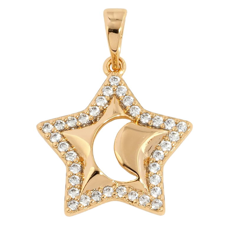 Кулон Xuping Позолота 18K Зірка з Місяцем для ланцюжка до 5мм фото №5 Кулон Xuping Позолота 18K Зірка з Місяцем для ланцюжка до 5мм фото №5