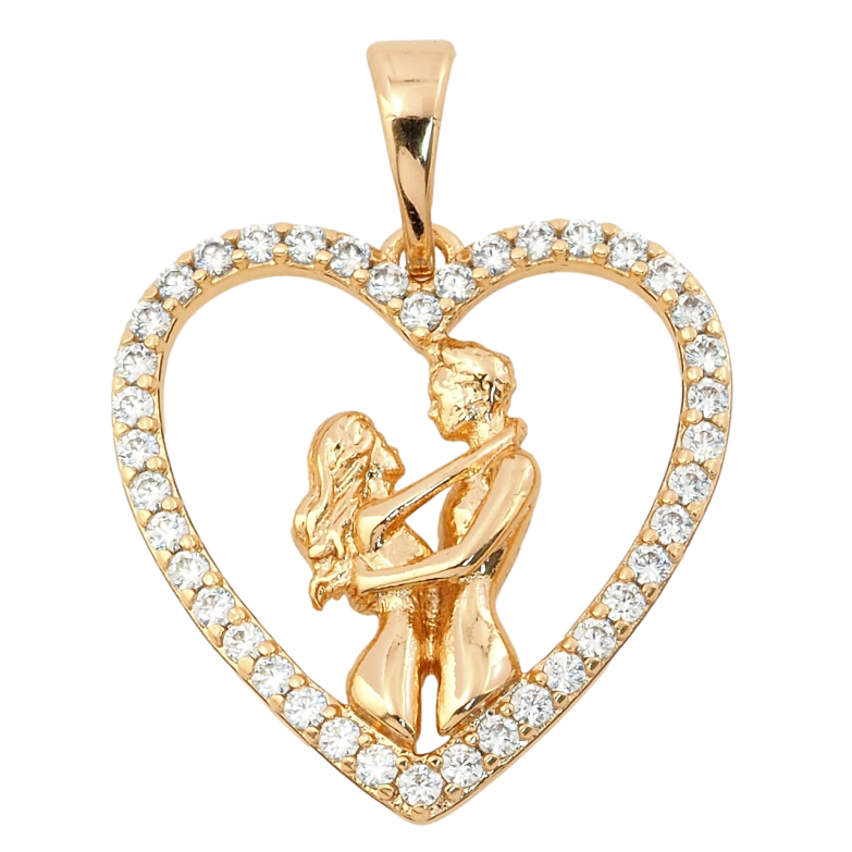 Кулон Xuping Позолота 18K Серце із закоханими для ланцюжка до 5мм фото №4 Кулон Xuping Позолота 18K Серце із закоханими для ланцюжка до 5мм фото №4
