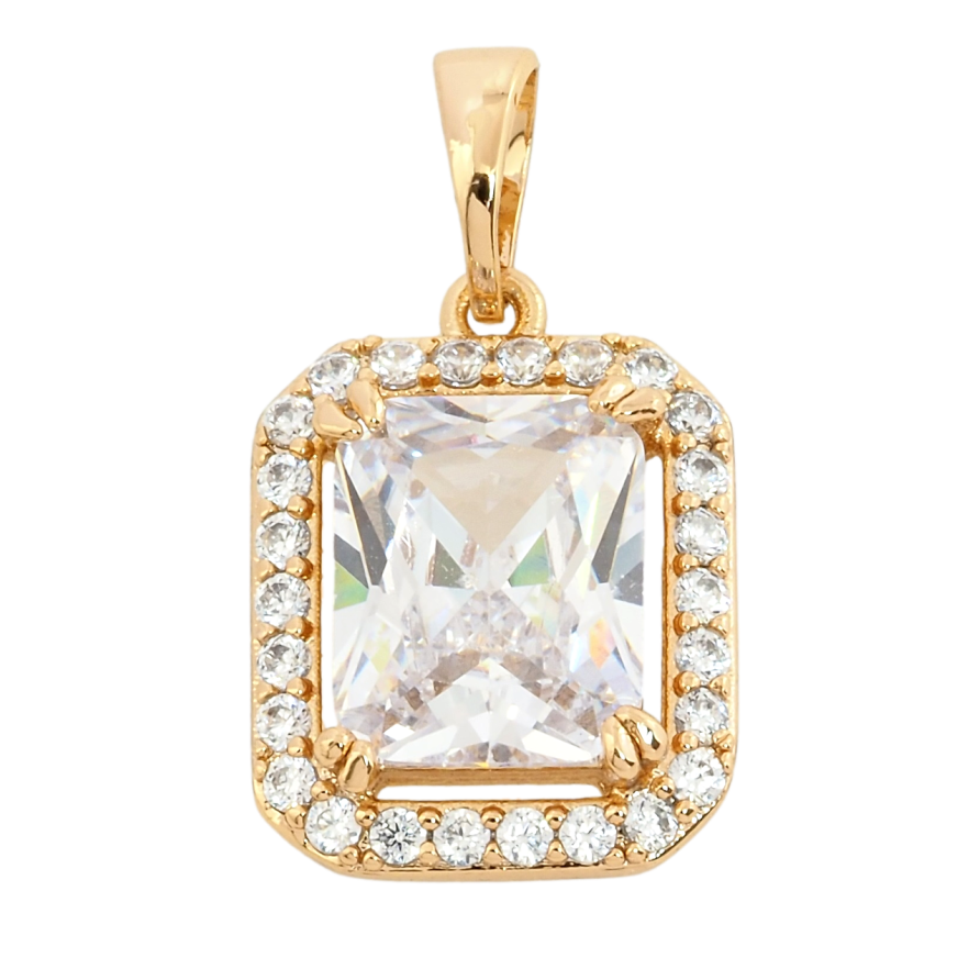 Кулон Xuping Позолота 18K Фианит в обрамлении циркония, 13х15мм для цепочки до 5мм фото №1