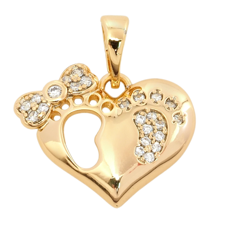 Кулон Xuping Позолота 18K Серце з бантом та дитячими ніжками для ланцюжка до 5мм фото №21 Кулон Xuping Позолота 18K Серце з бантом та дитячими ніжками для ланцюжка до 5мм фото №21