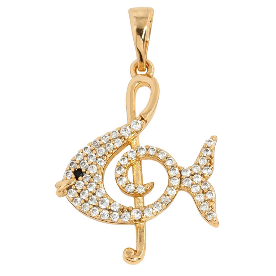 Кулон Xuping Позолота 18K Рибка-Скрипковий ключ для ланцюжка до 5мм фото №1