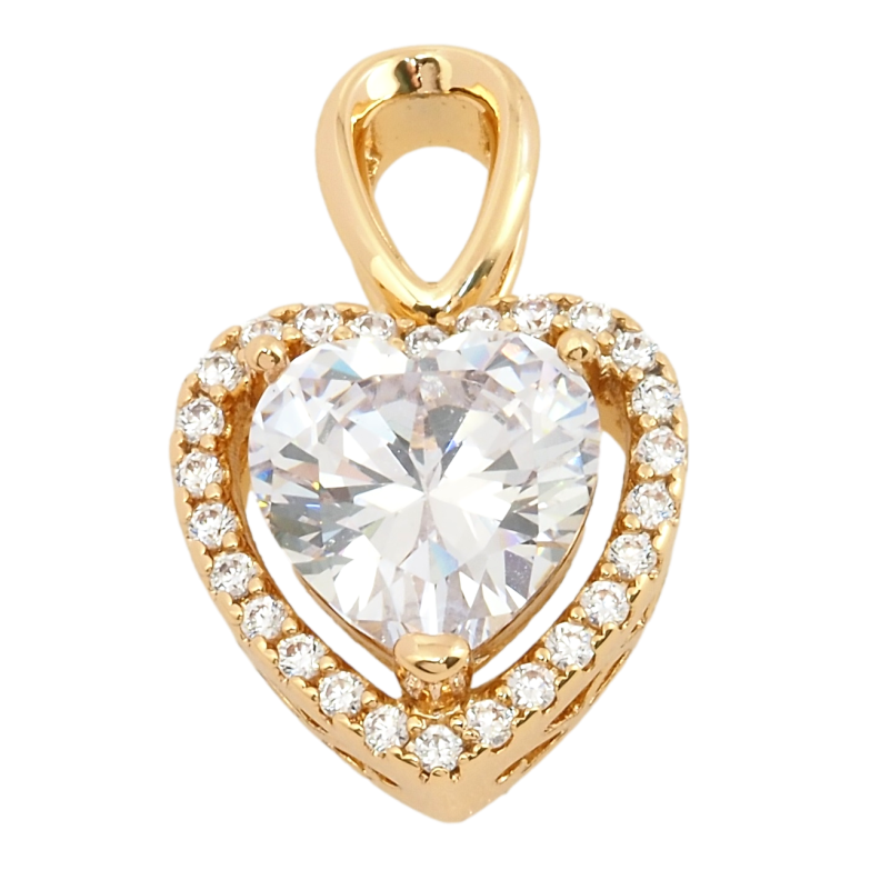Кулон Xuping Позолота 18K Серце з фіанітом та цирконієм для ланцюжка до 3мм. фото №8 Кулон Xuping Позолота 18K Серце з фіанітом та цирконієм для ланцюжка до 3мм. фото №8