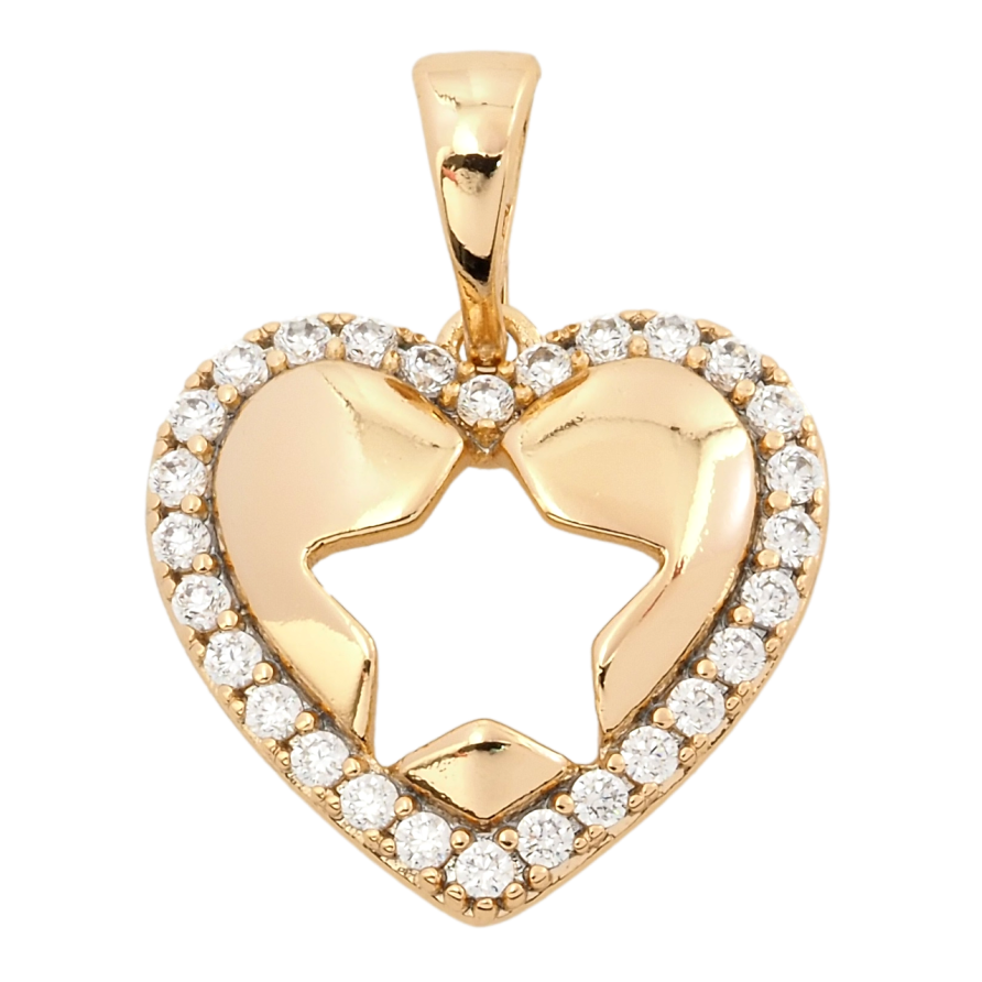 Кулон Xuping Позолота 18K Сердечко с узором звезда для цепочки до 5мм фото №1