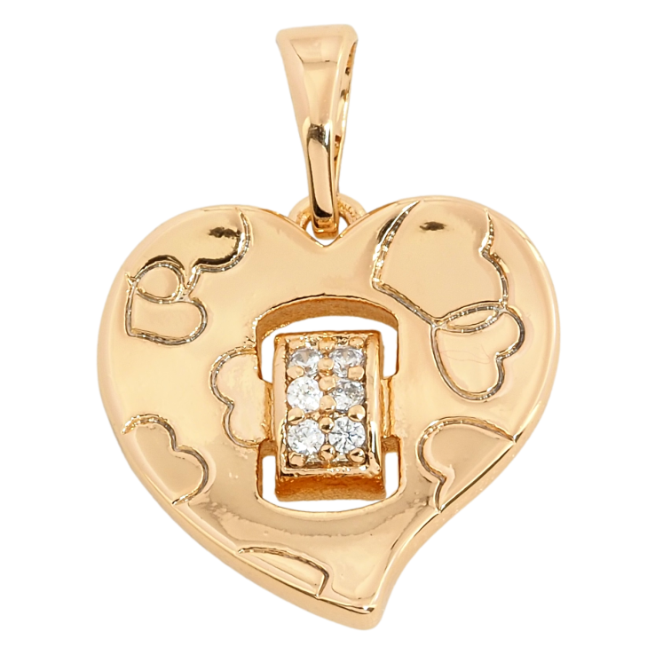 Кулон Xuping Позолота 18K Сердечко с узором и цирконием для цепочки до 5мм фото №22 Кулон Xuping Позолота 18K Сердечко с узором и цирконием для цепочки до 5мм фото №22