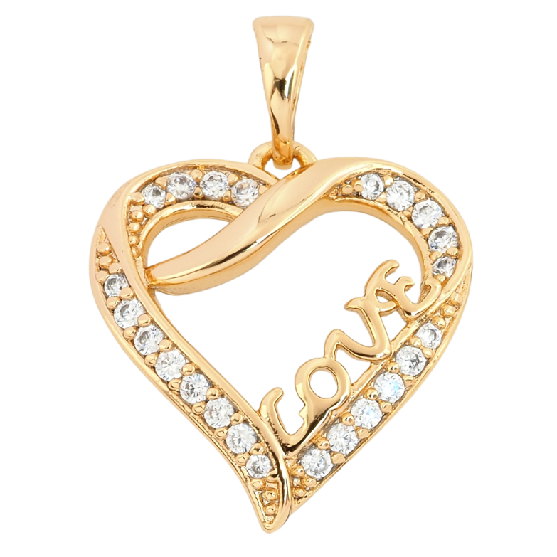 Кулон Xuping Позолота 18K Серце Love з інкрустацією цирконієм для ланцюжка до 5мм фото №1 Кулон Xuping Позолота 18K Серце Love з інкрустацією цирконієм для ланцюжка до 5мм фото №1
