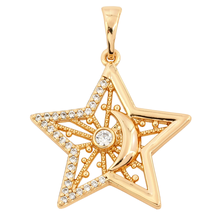 Кулон Xuping Позолота 18K Зірка з Місяцем для ланцюжка до 5мм фото №10 Кулон Xuping Позолота 18K Зірка з Місяцем для ланцюжка до 5мм фото №10