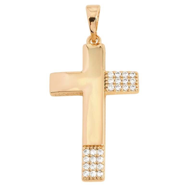 Кулон Xuping Позолота 18K Хрест із інкрустацією цирконієм для ланцюжка до 5мм фото №5 Кулон Xuping Позолота 18K Хрест із інкрустацією цирконієм для ланцюжка до 5мм фото №5