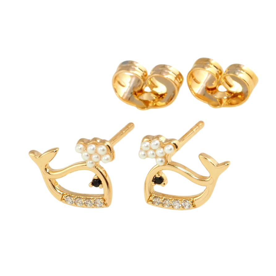 Серьги Xuping Позолота 18K пусеты Киты фото №1