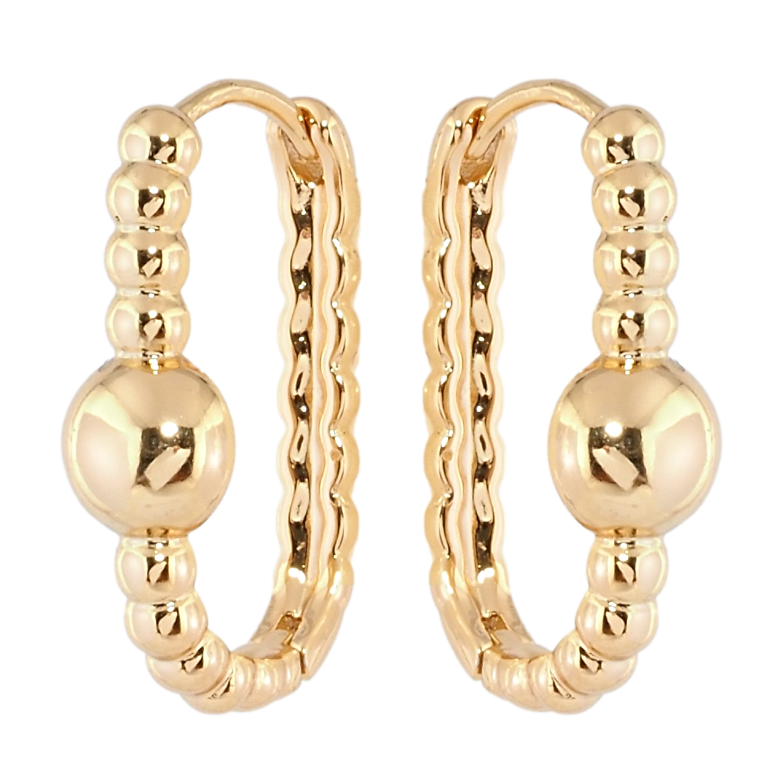 Сережки Xuping Позолота 18K колечка Візерунок з кульок фото №3 Сережки Xuping Позолота 18K колечка Візерунок з кульок фото №3
