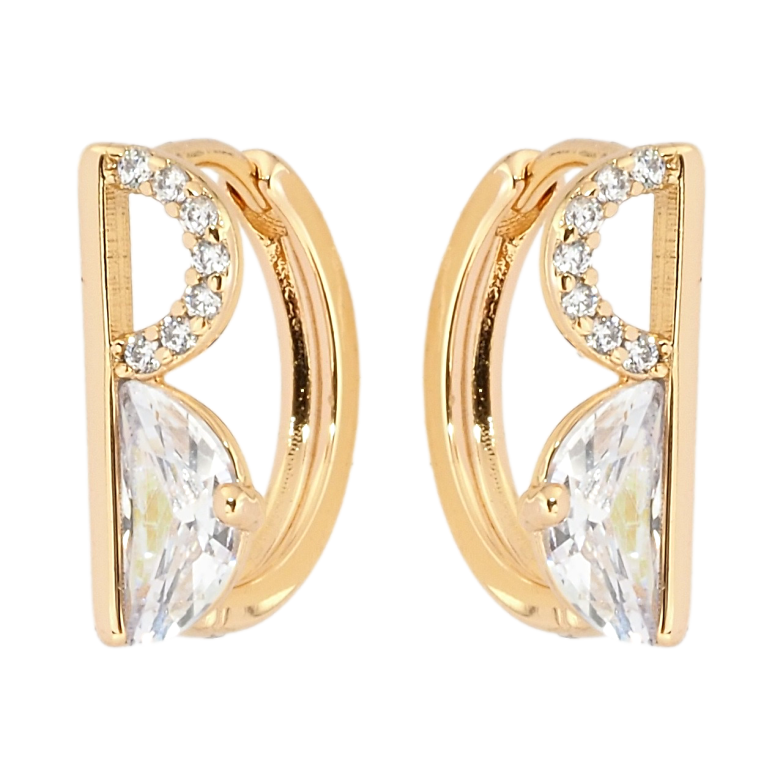 Сережки Xuping Позолота 18K колечка Декоративний візерунок з цирконієм фото №7 Сережки Xuping Позолота 18K колечка Декоративний візерунок з цирконієм фото №7