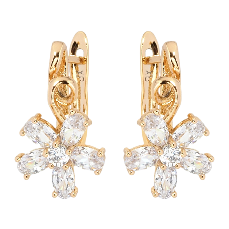 Серьги Xuping Позолота 18K английский замок Кристальные цветочки фото №13