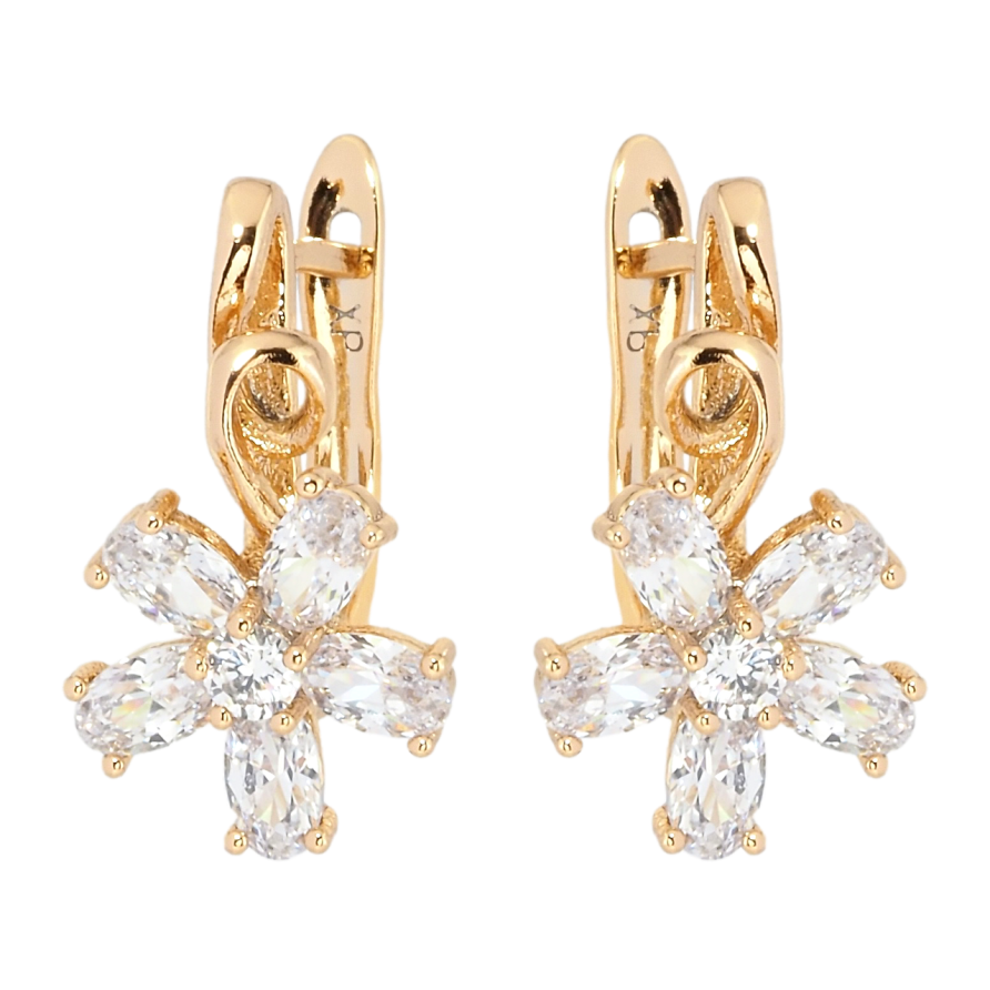 Серьги Xuping Позолота 18K английский замок Кристальные цветочки фото №1 Серьги Xuping Позолота 18K английский замок Кристальные цветочки фото №1