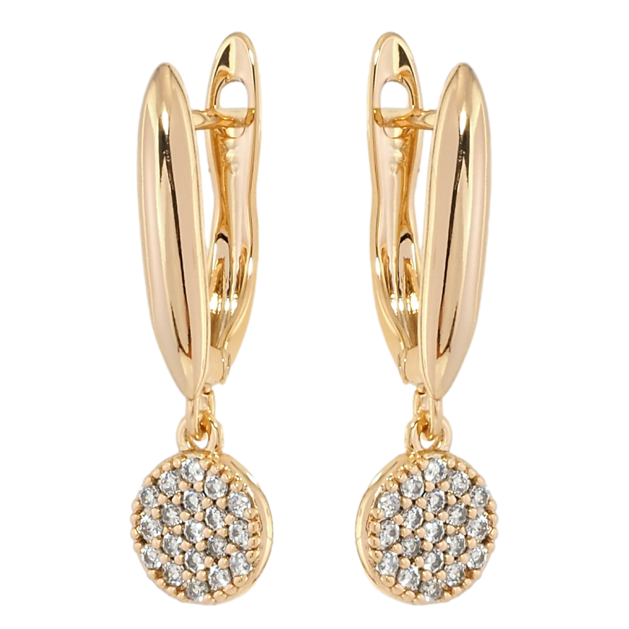 Серьги Xuping Позолота 18K английский замок Круглые подвески с цирконием фото №1 Серьги Xuping Позолота 18K английский замок Круглые подвески с цирконием фото №1