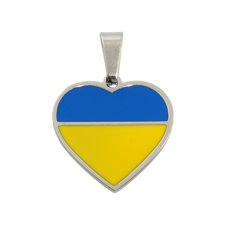 Кулон Xuping TTM Stainless Steel цвет Родий Сердечко в цветах флага Украины Эмаль 16х16мм для цепочки до 4мм фото №8 Кулон Xuping TTM Stainless Steel цвет Родий Сердечко в цветах флага Украины Эмаль 16х16мм для цепочки до 4мм фото №8