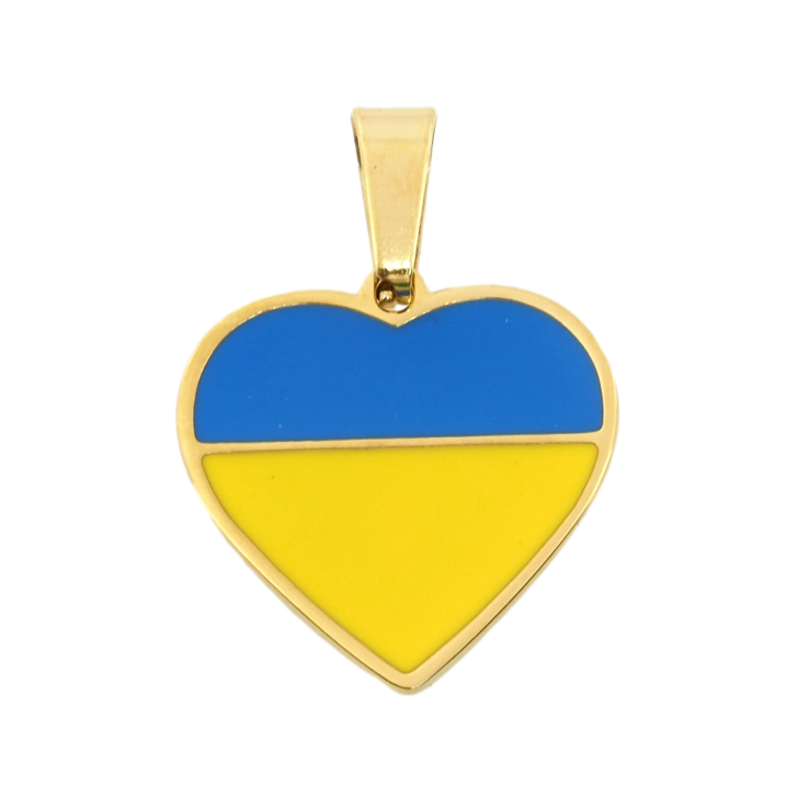 Кулон Xuping TTM Stainless Steel цвет 14К Сердечко в цветах флага Украины Эмаль 16х16мм для цепочки до 4мм фото №10 Кулон Xuping TTM Stainless Steel цвет 14К Сердечко в цветах флага Украины Эмаль 16х16мм для цепочки до 4мм фото №10