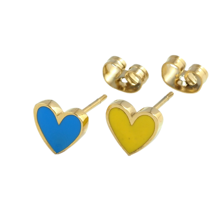 Серьги Xuping TTM Stainless Steel цвет 14К пусеты Сердечки Патриотические желто-голубые фото №23 Серьги Xuping TTM Stainless Steel цвет 14К пусеты Сердечки Патриотические желто-голубые фото №23